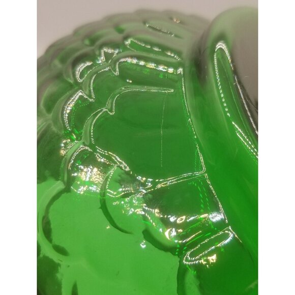 E O Brody USA Emerald Green Glass Planter Bowl Fish Scale Pattern G100 Vintage - Picture 9 of 9